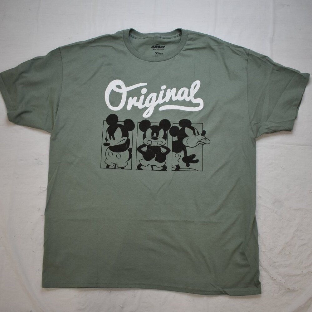 Disney Mickey & Friends Mens Original Mickey Mouse Graphic Green Shirt New XL